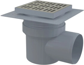 Alcadrain 1 - Alcadrain Podlahová vpust 150×150/110 mm boční, mřížka nerez, límec 2. úrovně izolace, vodní zápachová uzávěra APV12 APV12