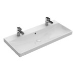 VILLEROY & BOCH - Avento Dvojumyvadlo nábytkové 100x47 cm, s přepadem, otvory pro baterie, CeramicPlus, Stone White 4156A4RW