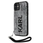 Pouzdro Karl Lagerfeld Sequins Reversible iPhone 11 černé/stříbrné