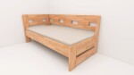 HP-Nábytek Jednolůžko TARA Twin BUK s roštem - rozkládací ROZMĚR: 90 x 200 cm (pravý)