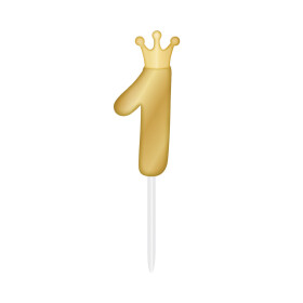 SVÍČKA zlatá s korunkou ČÍSLO 1 - Albi