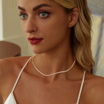 Elenys stříbrný perlový pozlacený náhrdelník Pearl 18K bílé zlato