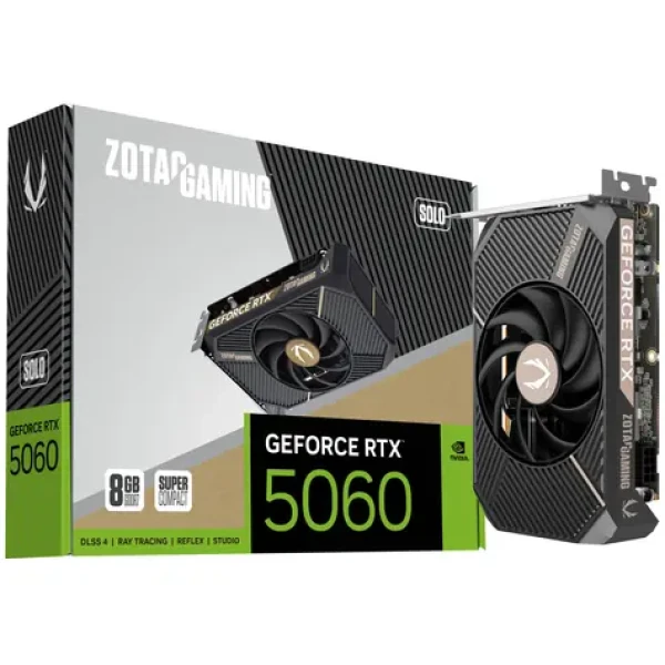 ZOTAC GeForce RTX 5060 Solo 8GB / 2280 - 2497Mhz / 8GB GDDR7 / 128bit / 1x HDMI + 3x DP / 550W (8) (ZT-B50600G-10L)