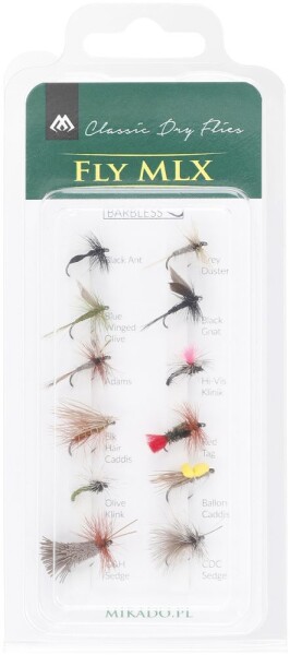 Mikado Sada suchých mušek Dry Flies Barbless 12ks,Mikado Sada suchých mušek Dry Flies Barbless 12ks