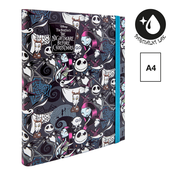 Colorino školní box s gumičkou, Tim Burton 1, A4, hřbet 3 cm, lepenka, černé