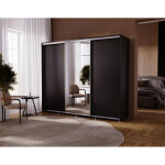 Šatní skříň Silver Barva korpusu: Antracit, Rozměry: 255 cm, Dveře: Zrcadlo