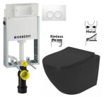 GEBERIT KOMBIFIXBasic vč. bílého tlačítka DELTA 21 + WC REA CARLO MINI RIMLESS ČIERNY MAT + SEDADLO 110.100.00.1 21BI MM1