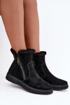 Kožené semišové kotníkové boty s kožešinou Vinceza 133126 Černé 41