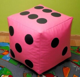 FRONTI Dětský taburet KOSTKA 40 cm - růžová + černá
