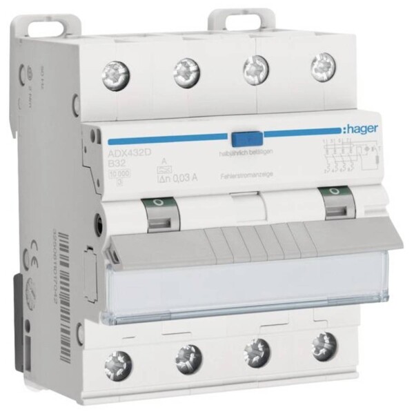 Hager ADX432D proudový chránič/elektrický jistič 4pólový 32 A 0.03 A 400 V