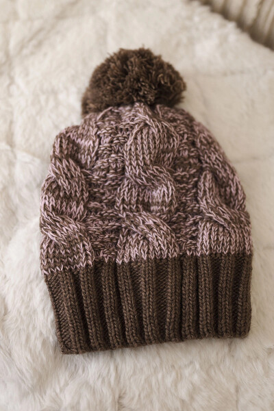 Čepice Paris fleece K213 hnědá+pudrově růžová UNI