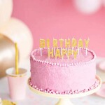 PartyDeco Svíčky Happy Birthday zlaté