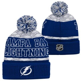 Outerstuff Dětská zimní čepice Tampa Bay Lightning NHL Puck Pattern Cuffed Pom