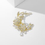 Luxusní květinová brož Swarovski Elements Josette, sladkovodní perla, Bílá