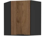 Horní rohová kuchyňská skříňka Monza, 60/60 cm, ořech/černá