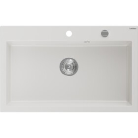 MEXEN - Elix granitový dřez 1-miska 800 x 500 mm, bílá, sifon chrom 6527801005-20