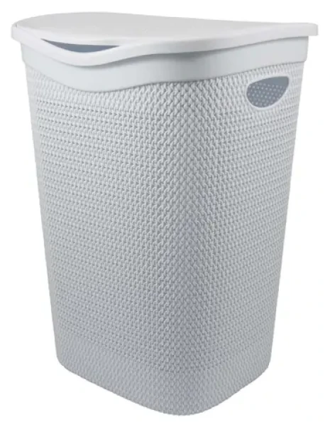 BELLI E FORTI Koš na prádlo RATA bílá / S víkem / 55 l / Plast / Imitace ratanu