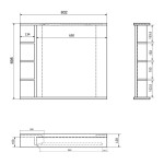 AQUALINE - KORIN STRIP zrcadlo s LED osvětlením a policemi 80x70x12cm KO350S