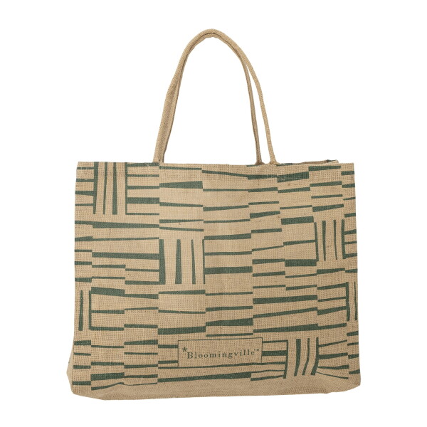 Bloomingville Nákupní taška z juty Bergamo Green, zelená barva, textil