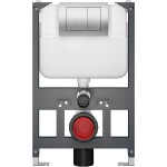 CERANO - Kompletní WC set Basic/Cesso - bílá matná - WC tlačítko Maxio/Stříbrná - závěsné - nízký modul - předstěnová instalace - 49x36 CER-8050BD86179