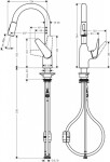 HANSGROHE - Focus M42 Dřezová baterie M429-H180 s výsuvnou sprškou, vzhled nerezu 71801800