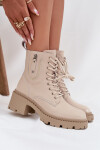 Kožené dámské kotníkové boty na klínu vyhřívané Vinceza 86418 béžové 38