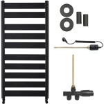 CERANO Koupelnový radiátorový set Marco - kombinované vytápění, termo tyč - boční jednobodové připojení - 600W - černá matná - 1125x550 mm