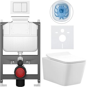 CERANO - Kompletní WC set Basic/Forte - bílá lesklá - WC tlačítko Maxio/Bílá - ovládání shora - předstěnová instalace - 51x36 CER-8050BD86120
