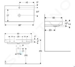 GEBERIT - ONE Umyvadlo 900x480x140 mm, bez přepadu, s otvorem pro baterii, KeraTect, bílá 505.020.01.3