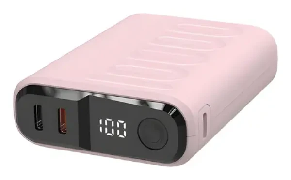 RealPower PB-10000C PD+ růžová / Powerbanka 10 000 mAh / 3x USB-C / Power Delivery (458441)