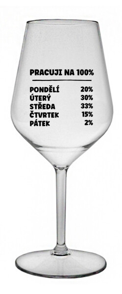 PRACUJI NA 100% - čirá nerozbitná sklenice na víno 470 ml