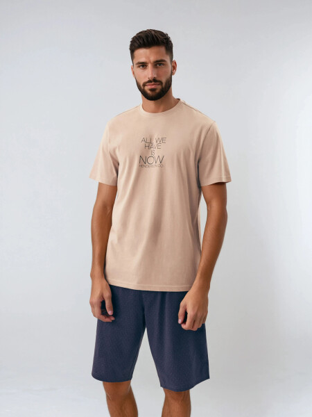 Pánské pyžamo Dreamber 42632-02X Béžová / tmavě modrá - Henderson béžová s modrou XL