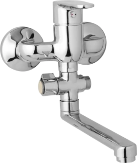 JB Sanitary Nástěnná umyvadlová a sprchová baterie TIRA, rozteč 100 mm, otočný přepínač, bez příslušenství, ramínko 200 mm D10 32 00