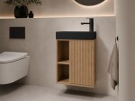 CERANO - Umyvadlová skříňka pro WC Sofia - dub medový + umyvadlo z litého mramoru Sofia - černá matná - 50x70x25 CER-339319