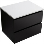 CERANO - Koupelnová skříňka Carole - černá matná + deska z lit. mramoru Elanys - 12 mm - bílá matná - 70x49,2x46 CER-8050BD85519