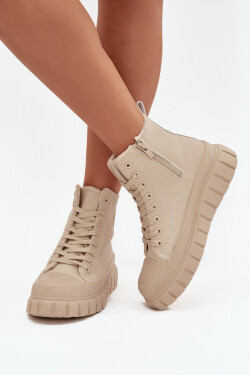 Zateplené dámské tenisky na platformě z ekokůže Big Star model 21708690 béžové - Big Star Shoes 40