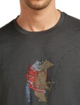 Pánské merino triko s krátkým rukávem ICEBREAKER Mens 150 Tech Lite SS Tee Bear Catch, Obsidian velikost: L