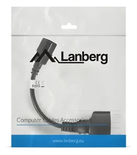 Lanberg CA-C14E-10CC-0018-BK černá / Napájecí kabel / C14 / 0,2 m (CA-C14E-10CC-0018-BK)