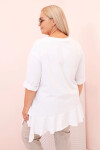 Dámská blůza Plus Size s bavlnou, kapsou a ohrnutým rukávem kiwi UNI
