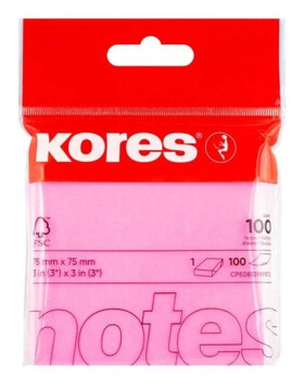 Kores Samolepicí bločky 75x75 mm - růžové