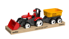 ECO MultiGO Červený traktor Zetor s radlicí, vlek, Igráček