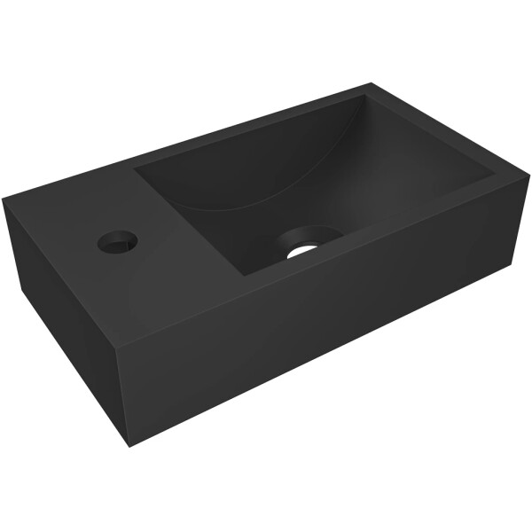 CERANO - Umývátko z litého mramoru Teo - závěsné levé - černá matná - 40x22 CER-482704