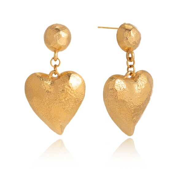 ELENYS Golden Heart – pozlacené náušnice 18K žluté zlato
