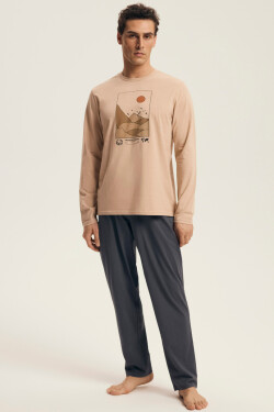 PÁNSKÉ PYŽAMO LURO 43474 AW25 BÉŽOVO-GRAFITOVÁ M