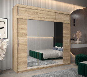 Šatní skříň Abi T2 s nástavcem Barva korpusu: Dub Sonoma, Rozměry: 250 cm, Dveře: Dub sonoma