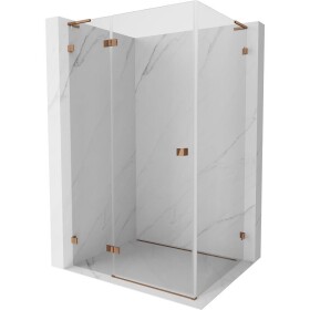 MEXEN/S - Lunar L sprchový kout dveře křídlové levá 70 x 80, transparent, růžové zlato 834L-070-080-60-00-L