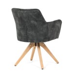 Židle jídelní, otočný mechanismus 360°, taštičkové pružiny v sedáku, tmavě zelená látka, noha masiv dub