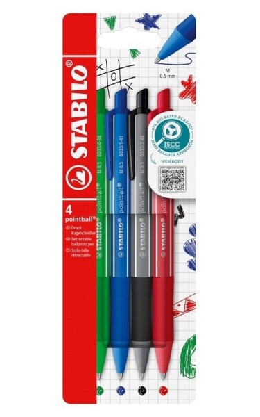 Kuličkové pero STABILO pointball colorful - sada 4 ks