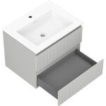MEXEN/S - Rivel koupelnová skříňka 60 cm s umyvadlem Otis, 2 zásuvky, reliéf , šedá mat/bílá mat 91A20-06047-2-BFF62-W18M01