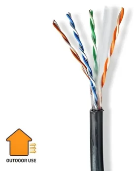 Nedis CAT6 černá / Instalační kabel / U/UTP / 305 m / venkovní / kulatý / PE (CCBG8590BK305S)